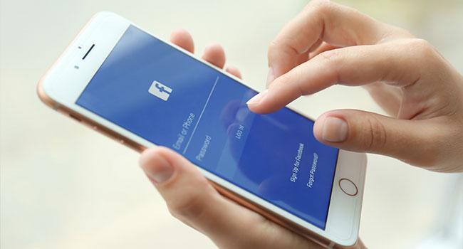 using facebook app on phone